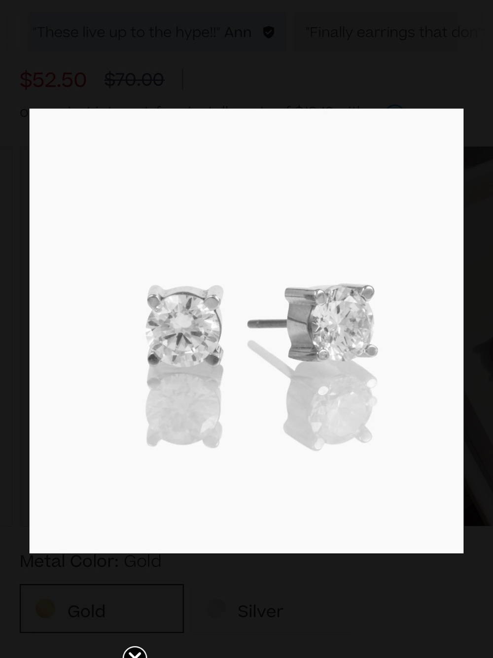 Titanium Round Stud Crystal Earrings - Silver